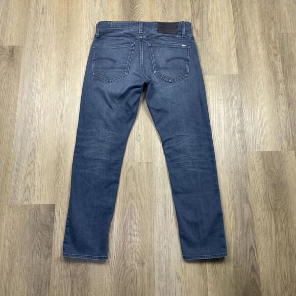 G-Star RAW 3301 Slim Jeans Mens 32x30 Blue Distressed Repair Italian Fabric - Picture 10 of 15